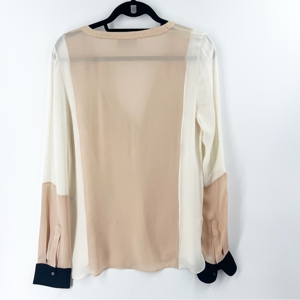 ✅ A.L.C. Dorset Color Block Silk Popover Blouse Khloe Kardashian Size S - Picture 7 of 7